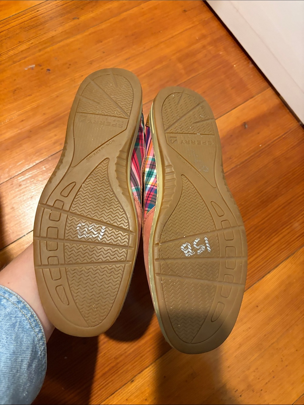 Sperry Pink Plaid Leather Boat Shoes - Picture 3 of 7